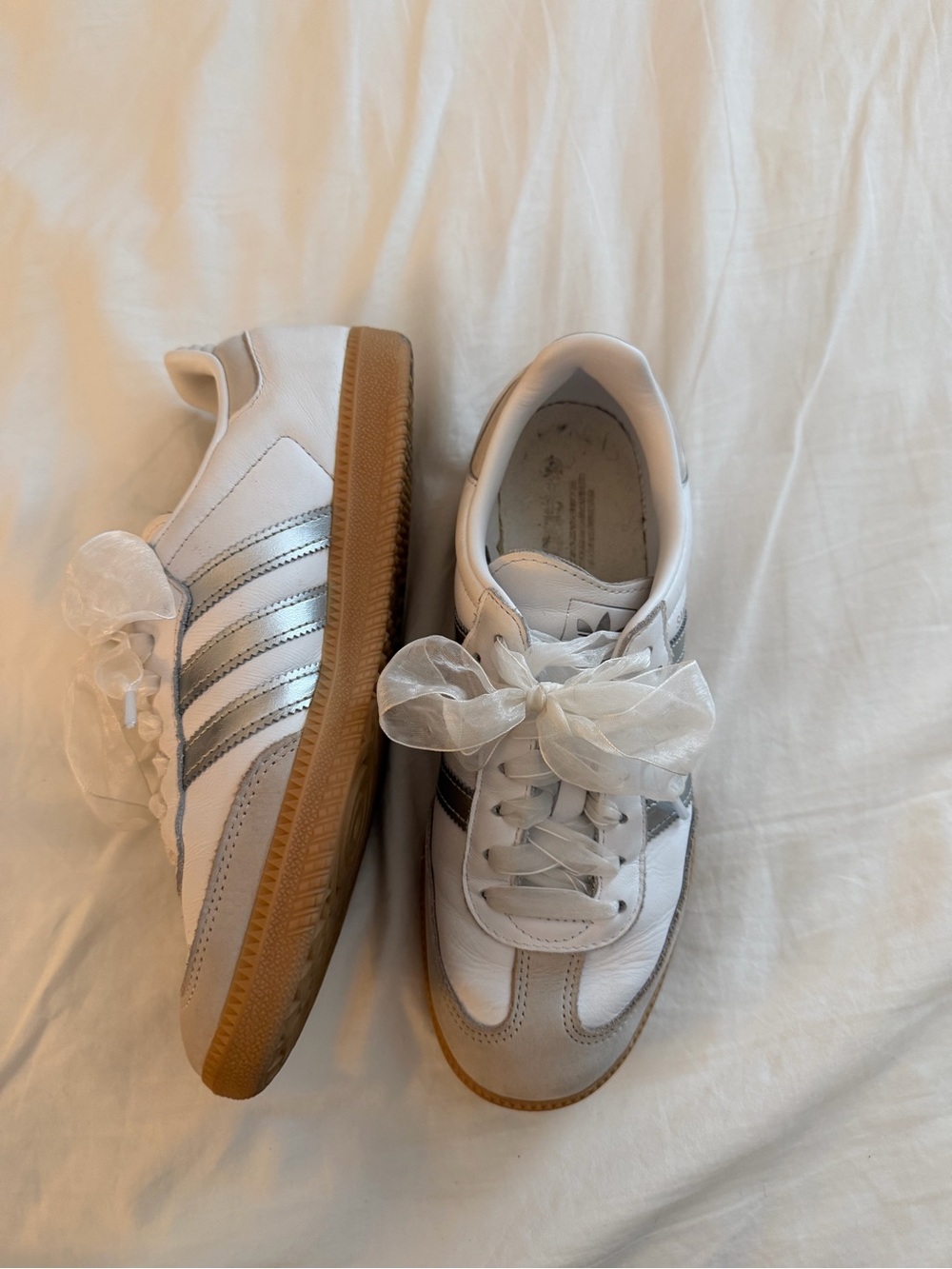 Adidas Sambas silver and white